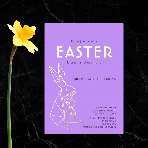 Modern Easter Brunch Gold Foil Invitation