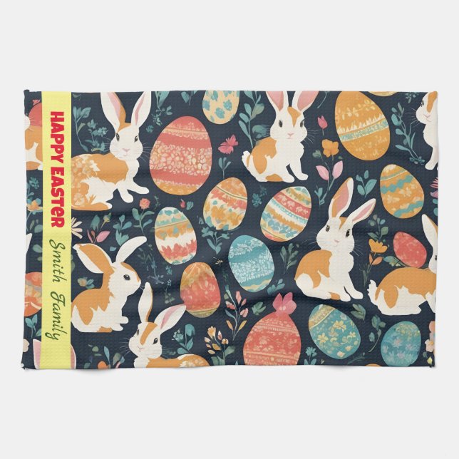 Modern Easter Bunny Collection Kitchen Towel (Horizontal)