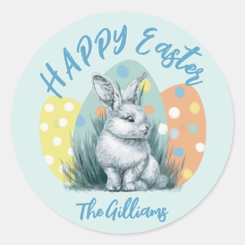 modern easter bunny colorful classic round sticker