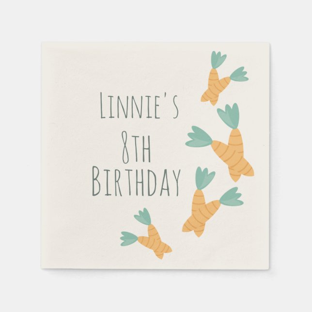 Modern Easter Carrot Bunch Birthday Napkins (Front)