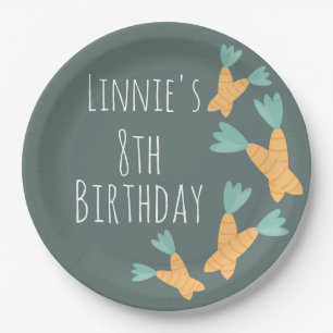 Modern Easter Carrot Bunch Birthday Paper Plates