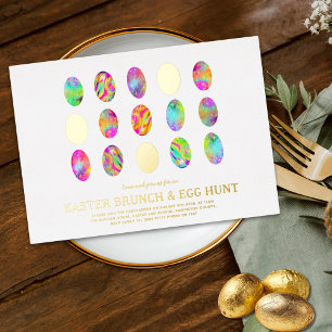Modern Easter Egg Hunt Brunch Watercolor Gold Foil Invitation