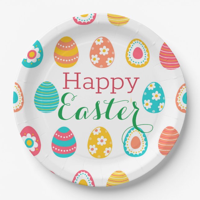 Modern Easter Egg Paper Plates (Front)