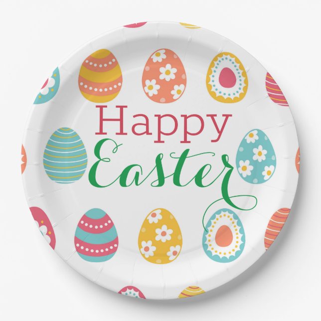 Modern Easter Egg Paper Plates (Front)