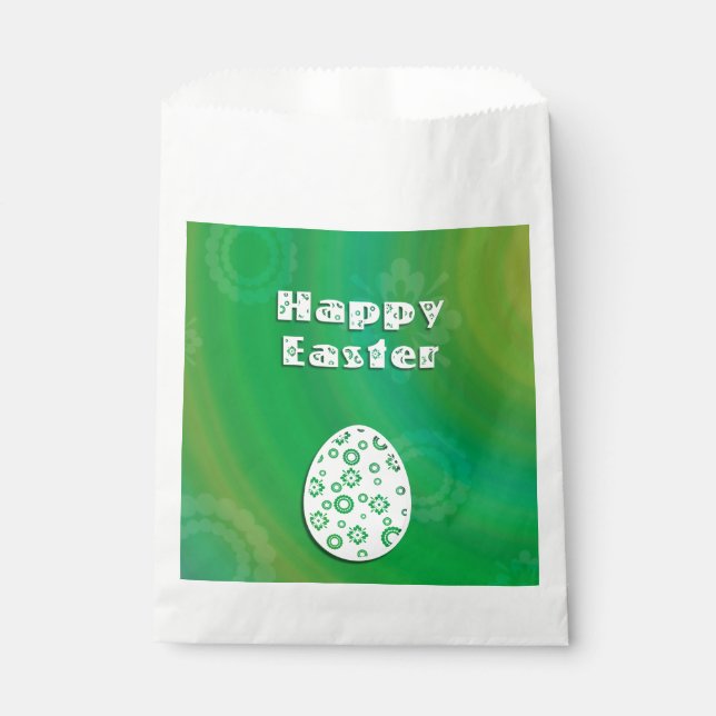 Modern Easter Egg Retro Paper Art Favor Bag (Front)