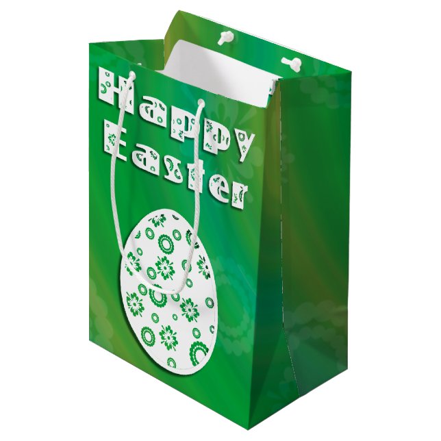 Modern Easter Egg Retro Paper Art Medium Gift Bag (Front Angled)