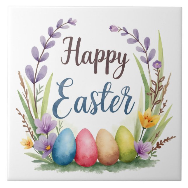 Modern Easter Eggs Beautiful Collection Ceramic Tile (Front)