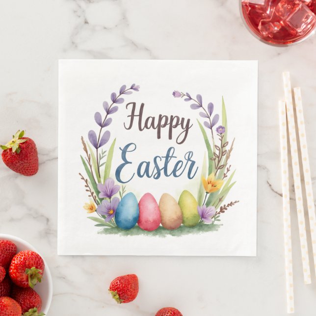 Modern Easter Eggs Beautiful Collection Paper Dinner Napkins (Insitu)