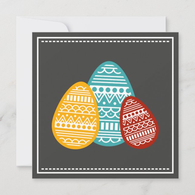 Modern Easter Eggs Custom Greeting Minimalist Holiday Card (Front)