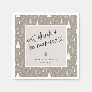 Modern Eat Drink and Be Married Christmas Pattern Napkins