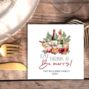 Modern Eat Drink and Be Merry Christmas Napkins
