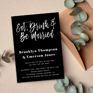 Modern Eat Drink Be Married Funny QR Code Wedding Invitation