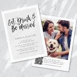 Modern Eat Drink Be Married Funny QR Code Wedding Invitation<br><div class="desc">Invite loved ones to your wedding celebrations with this modern photo QR code design</div>