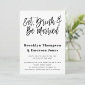 Modern Eat Drink Be Married Funny QR Code Wedding Invitation (Standing Front)
