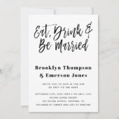 Modern Eat Drink Be Married Funny QR Code Wedding Invitation (Front)