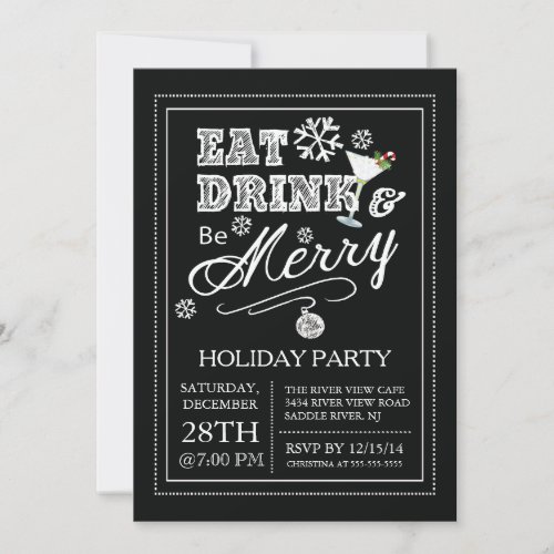 Modern Eat Drink Be Merry Holiday Invitation