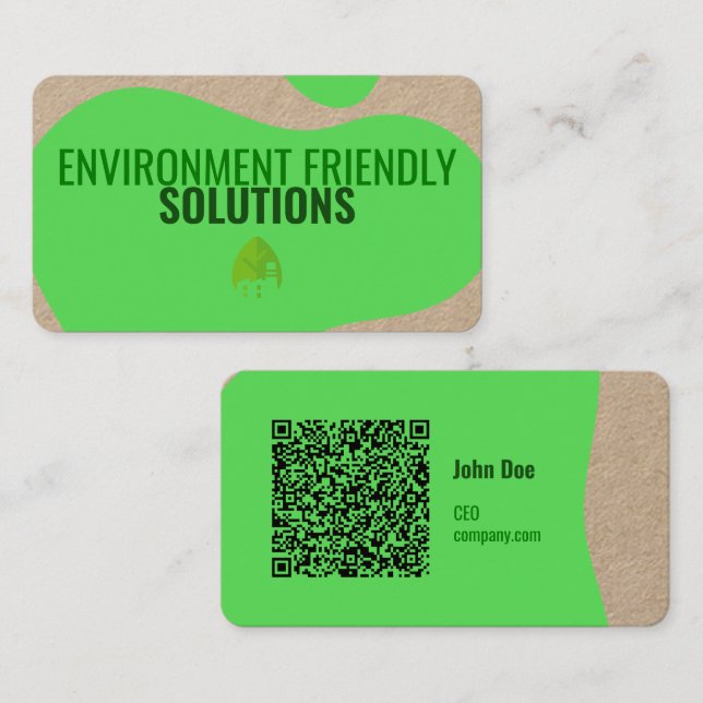 Modern Eco-Friendly Business Card with QR Code (Front/Back)