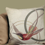 Modern Ecru Hummingbird Design | Earthy Green Throw Pillow<br><div class="desc">Stylish throw pillow features a modern artistic design in an ecru ivory and earthy color palette with muted maroon accents. An artistic design with a beautiful hummingbird as the focal point with muted red and earthy green green accents on a neutral abstract background with geometric circle composition. This modern design...</div>