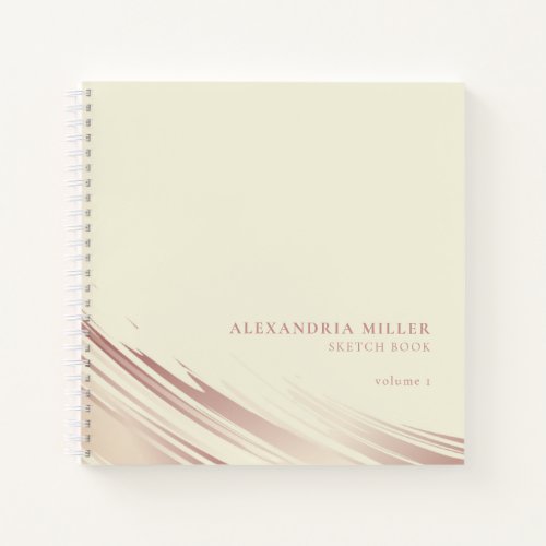Modern Ecru  Pink Personalized Sketchbook Notebook