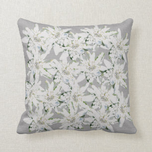 Modern Edelweiss Swiss alpine flowers photo art Throw Pillow