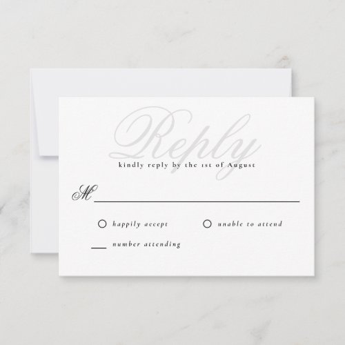 Modern Edge Elegant Minimal Monogram Wedding RSVP Card