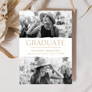 Modern Edge Gold 2 Photo Graduation Announcement
