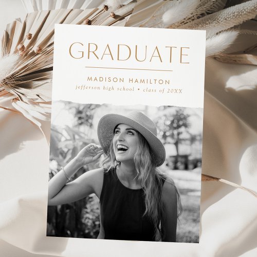 Modern Edge Gold Photo Graduation Announcement