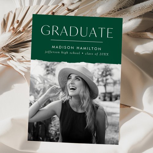 Modern Edge Green Photo Graduation Announcement