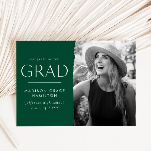 Modern Edge Green Photo Graduation Announcement