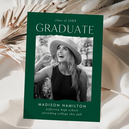 Modern Edge Green Photo Graduation Announcement