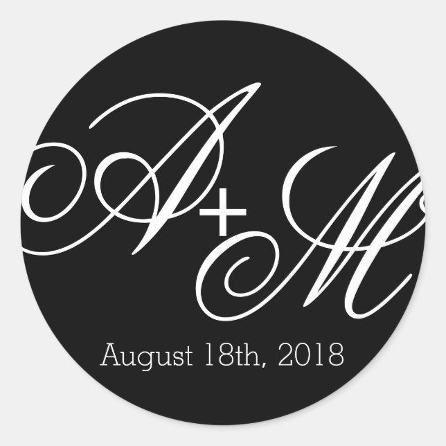 Modern Edge Monogram Classic Round Sticker (Front)