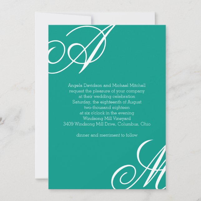 Modern Edge Monogram Wedding Invitation (Front)