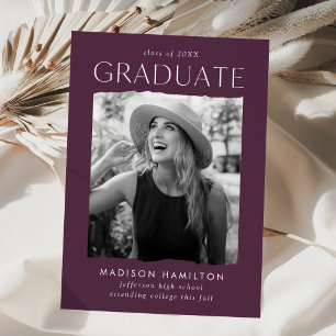 Modern Edge Purple Photo Graduation Announcement
