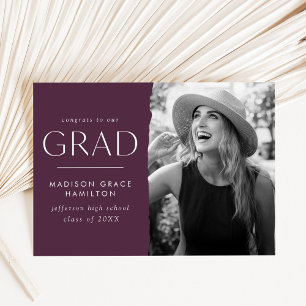 Modern Edge Purple Photo Graduation Announcement