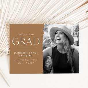 Modern Edge Toffee Photo Graduation Announcement