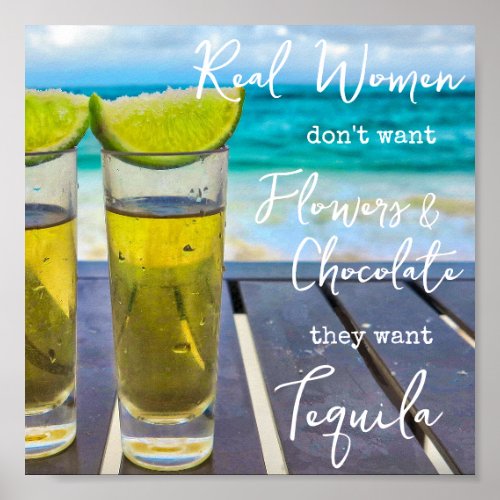 Modern Edge Trendy Flowers Chocolate Tequila Poster