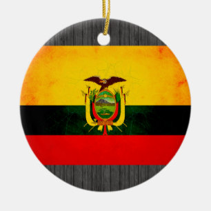 Modern Edgy Ecuadorean Flag Ceramic Ornament