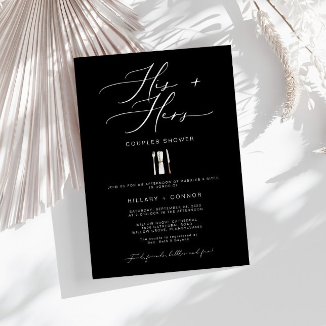 Modern Edgy His & Hers Calligraphy Couples Shower Invitation (Creator Uploaded)