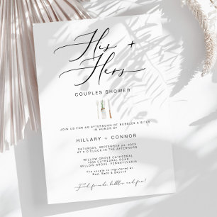 Modern Edgy His & Hers Calligraphy Couples Shower Invitation
