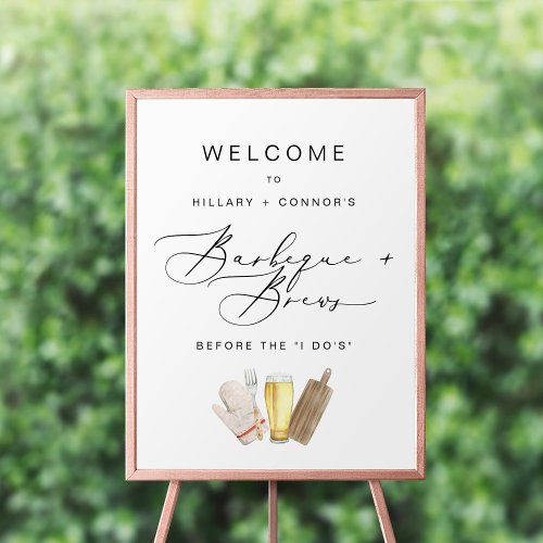 Modern Edgy Rehearsal Calligraphy BBQ  Brews Sign