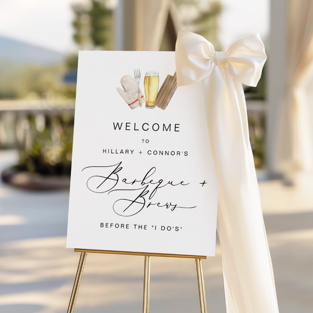 Modern Edgy Rehearsal Calligraphy BBQ & Brews Sign (Creator Uploaded)