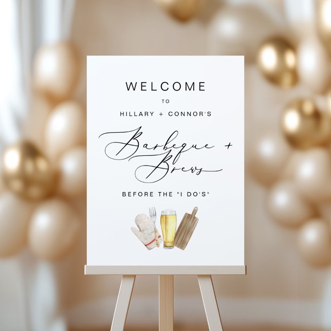 Modern Edgy Rehearsal Calligraphy BBQ & Brews Sign (Creator Uploaded)