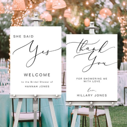 Modern Edgy She Said Yes Bridal welcome sign