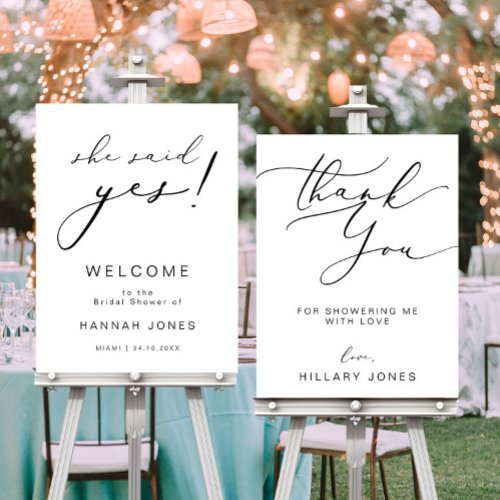 Modern Edgy She Said Yes Bridal welcome sign