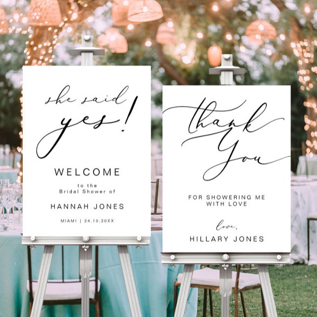 Modern Edgy She Said Yes Bridal welcome sign (Creator Uploaded)