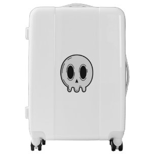 Modern Edgy Skull Graphic White Carry-On Suitcase