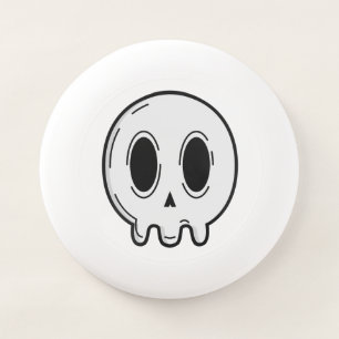 Modern Edgy Skull Graphic White Minimalist Frisbee