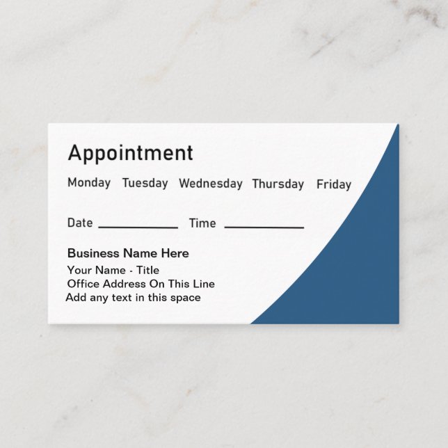 Modern Editable Appointment Business Cards  (Front)