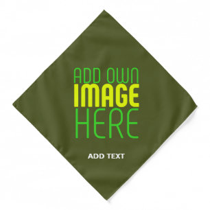 MODERN EDITABLE ARMY GREEN IMAGE TEXT TEMPLATE BANDANA