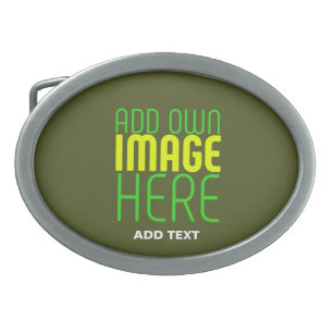 MODERN EDITABLE ARMY GREEN IMAGE TEXT TEMPLATE BELT BUCKLE